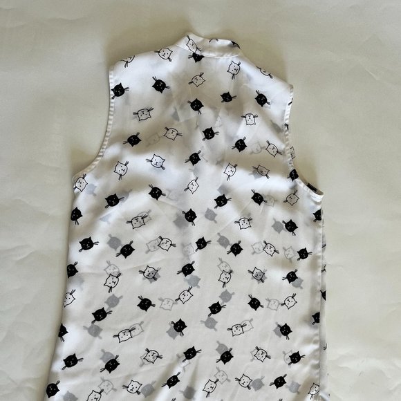 Cat lover summer dressy sleeveless sheer women shirt - Picture 3 of 4